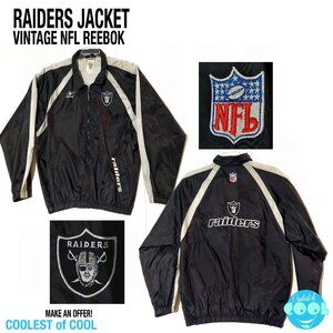 VINTAGE 90s Oakland Raiders NFL Reebok logo Raider Jacket Mens XL full zip
